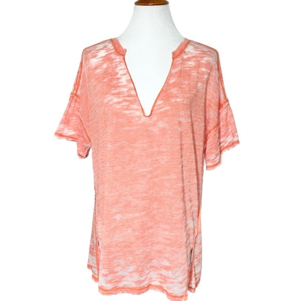 SOLD-Free People Burnout Short Sleeve V Neck Tee - Picture 2 of 11